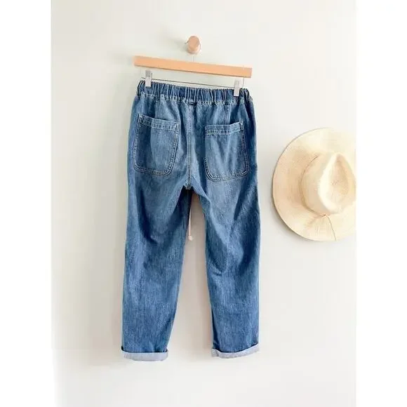 J. Crew Factory | NWT Flawed | Denim Drawstring Pant | East Harbor Wash | Sz 25 - Picture 6 of 11
